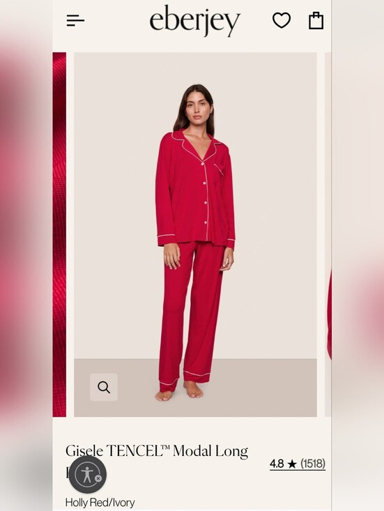 Eberjey Other - Eberjey Gisele Tencel Modal Long PJ Set Pajama Large Pants Shirt Red Self Care L
